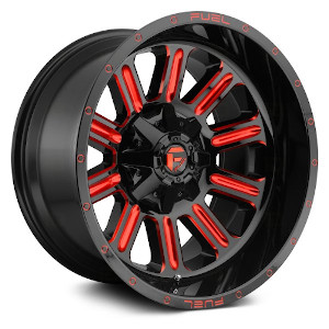 Fuel Hardline D620 Black W/ Red Milled Spokes